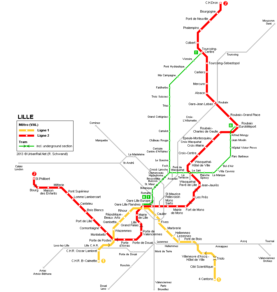 Lille Metro, Transpole, RER and SNCF rail map and connection | Ebbsfleet  International Trains